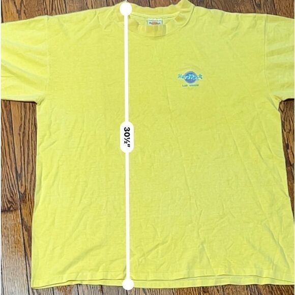 Vintage 1990s Hard Rock Las Vegas Retro Yellow T-Shirt - Picture 4 of 7